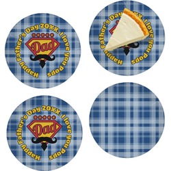 Hipster Dad Set of 4 Glass Appetizer / Dessert Plate 8" (Personalized)