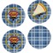 Hipster Dad Set of 4 Glass Appetizer / Dessert Plate 8" (Personalized)
