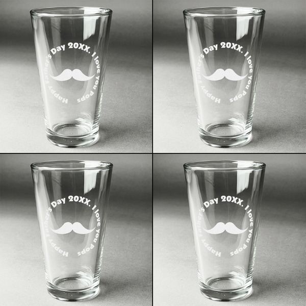 Hipster Dad Set of Four Engraved Beer Glasses - Individual View