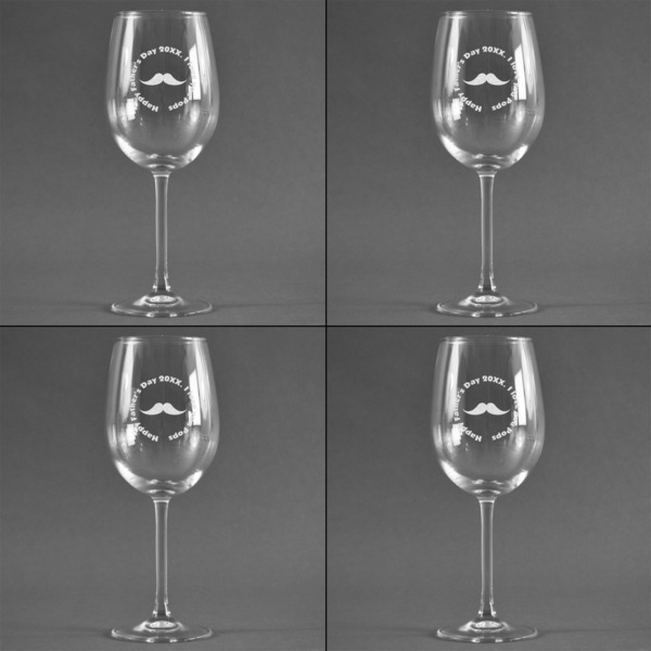 Hipster Dad Set of Four Personalized Wineglasses (Approval)