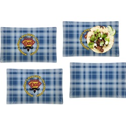Hipster Dad Set of 4 Glass Rectangular Lunch / Dinner Plate w/ Name or Text