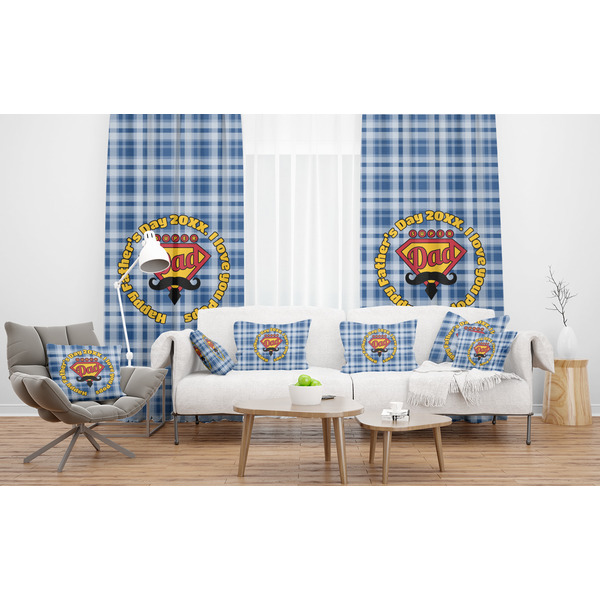 Hipster Dad Sheer and Custom Curtains in Room with Matching Pillows