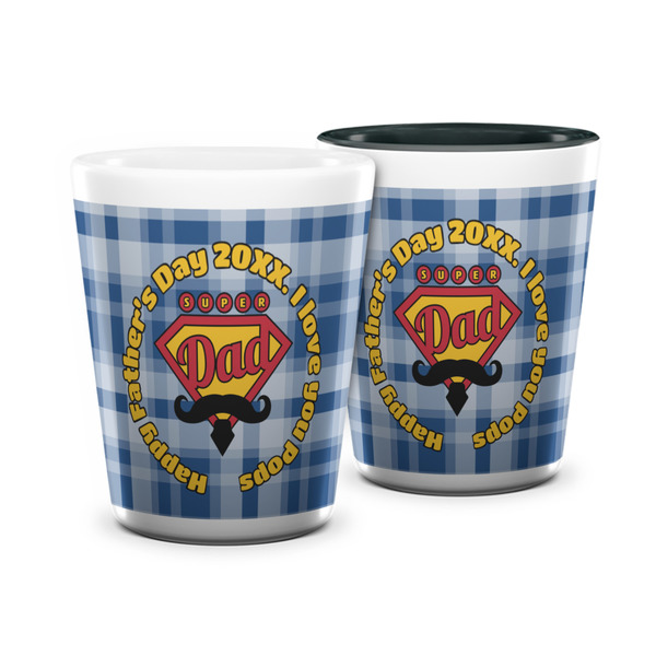 Custom Hipster Dad Ceramic Shot Glass - 1.5 oz (Personalized)