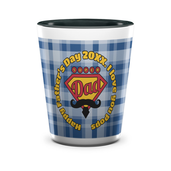 Custom Hipster Dad Ceramic Shot Glass - 1.5 oz - Two Tone - Set of 4 (Personalized)