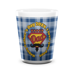 Hipster Dad Ceramic Shot Glass - 1.5 oz - White - Set of 4 (Personalized)