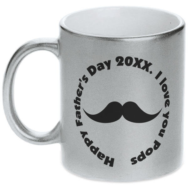 Custom Hipster Dad Metallic Silver Mug (Personalized)
