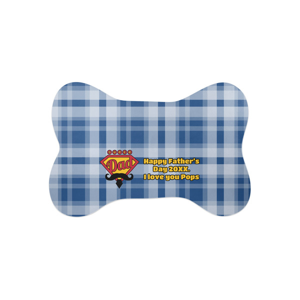 Custom Hipster Dad Bone Shaped Dog Food Mat (Small) (Personalized)
