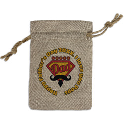 Hipster Dad Small Burlap Gift Bag - Front (Personalized)