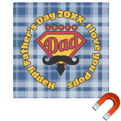 Hipster Dad Square Car Magnet - 6" (Personalized)