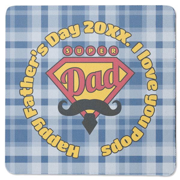 Custom Hipster Dad Square Rubber Backed Coaster (Personalized)