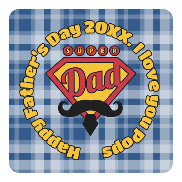 Custom Hipster Dad Square Decal - Small (Personalized)