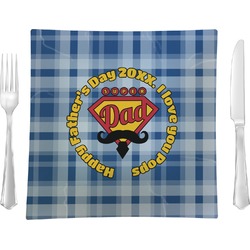 Hipster Dad Glass Square Lunch / Dinner Plate 9.5" (Personalized)