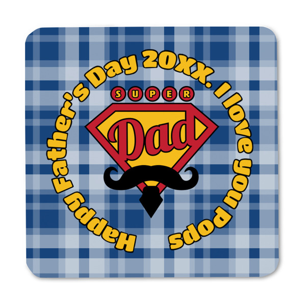 Hipster Dad Square Fridge Magnet - FRONT