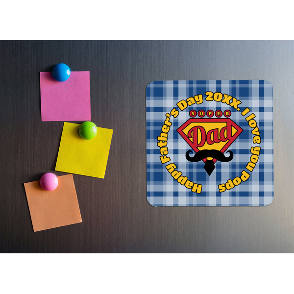 Hipster Dad Square Fridge Magnet - LIFESTYLE