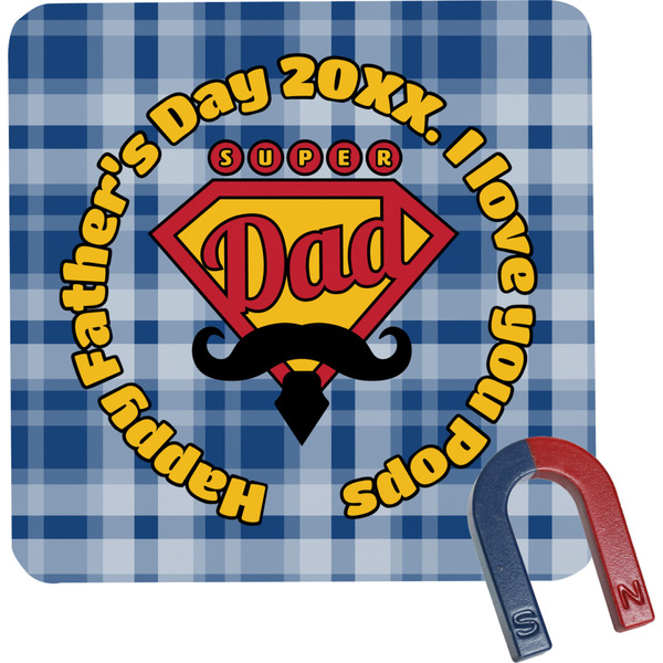 Custom Hipster Dad Square Fridge Magnet (Personalized)