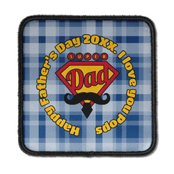 Hipster Dad Iron On Square Patch w/ Name or Text