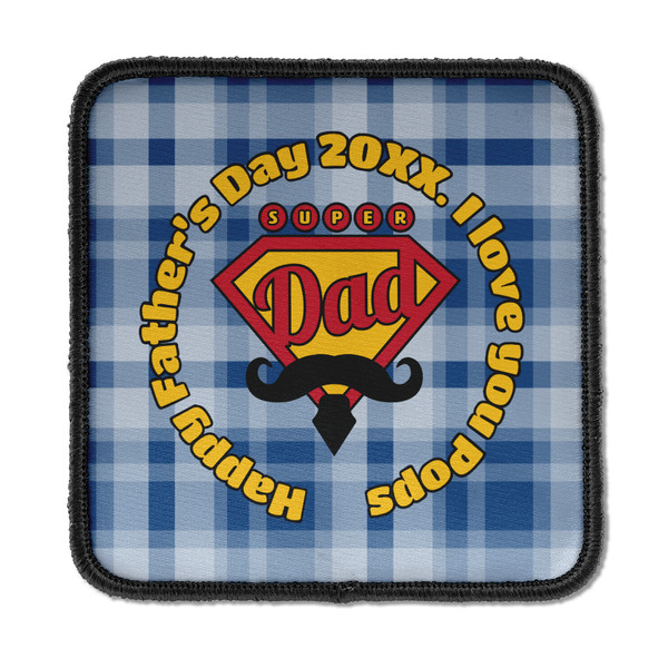 Custom Hipster Dad Iron On Square Patch w/ Name or Text