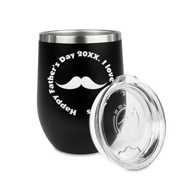 Hipster Dad Stainless Wine Tumblers - Black - Double Sided - Alt View