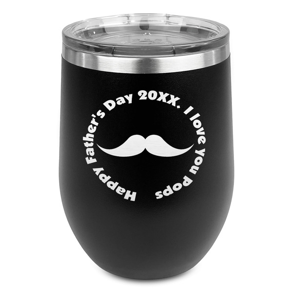 Custom Hipster Dad Stemless Stainless Steel Wine Tumbler - Black - Double Sided (Personalized)