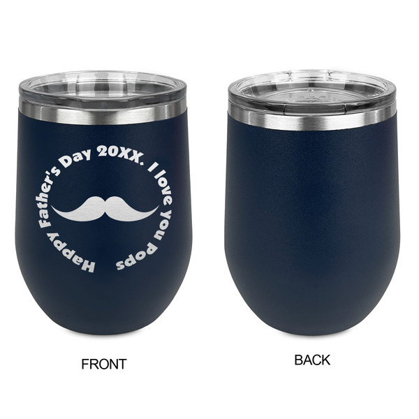 Hipster Dad Stainless Wine Tumblers - Navy - Single Sided - Approval