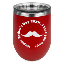 Hipster Dad Stemless Stainless Steel Wine Tumbler - Red - Double Sided (Personalized)