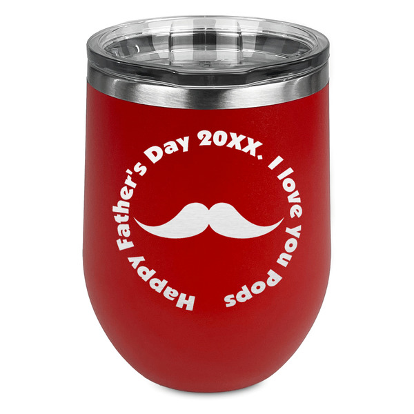 Custom Hipster Dad Stemless Stainless Steel Wine Tumbler - Red - Double Sided (Personalized)