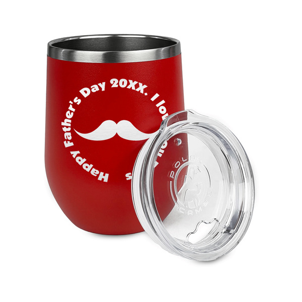 Hipster Dad Stainless Wine Tumblers - Red - Single Sided - Alt View