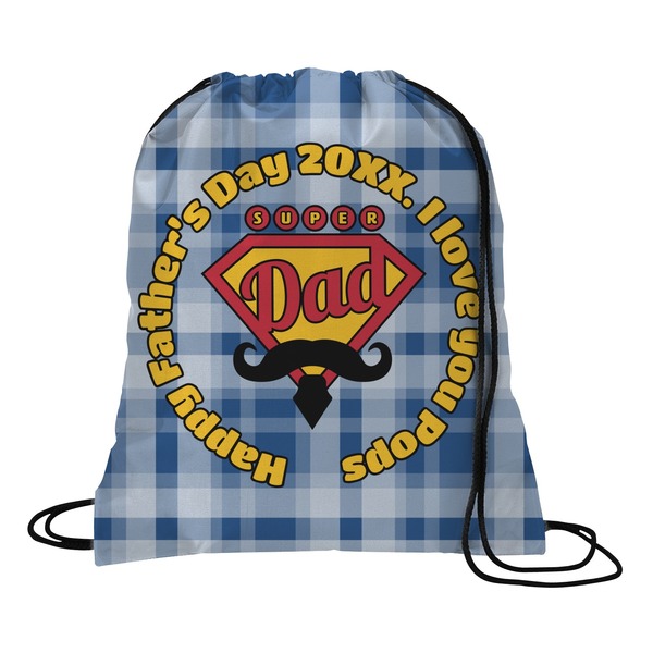 Custom Hipster Dad Drawstring Backpack - Medium (Personalized)