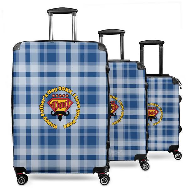 Custom Hipster Dad 3 Piece Luggage Set - 20" Carry On, 24" Medium Checked, 28" Large Checked (Personalized)