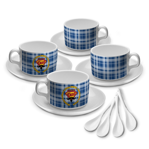 Custom Hipster Dad Tea Cup - Set of 4 (Personalized)