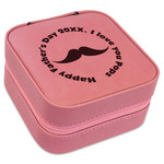 Hipster Dad Travel Jewelry Boxes - Pink Leather (Personalized)