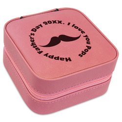 Hipster Dad Travel Jewelry Boxes - Pink Leather (Personalized)