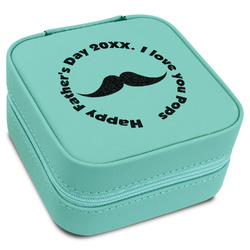 Hipster Dad Travel Jewelry Box - Teal Leather (Personalized)