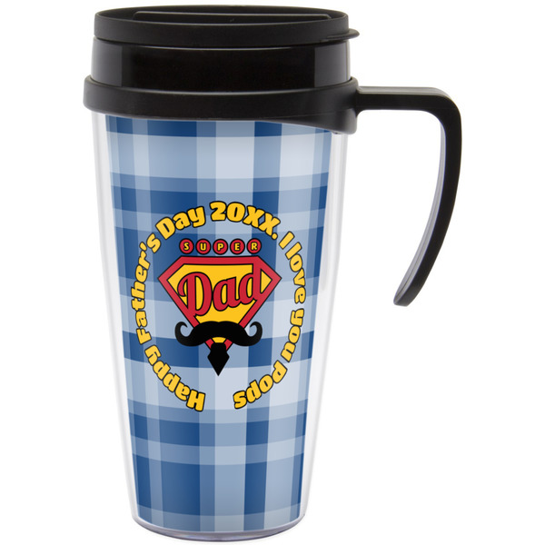 Custom Hipster Dad Acrylic Travel Mug with Handle (Personalized)