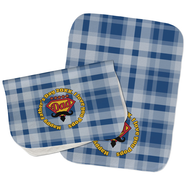 Custom Hipster Dad Burp Cloths - Fleece - Set of 2 w/ Name or Text