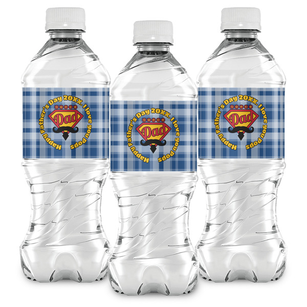 Hipster Dad Water Bottle Labels - Front View