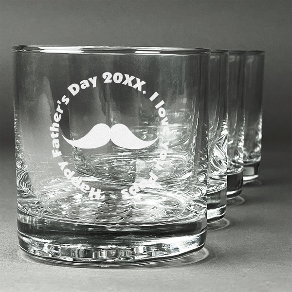 Custom Hipster Dad Whiskey Glasses (Set of 4) (Personalized)