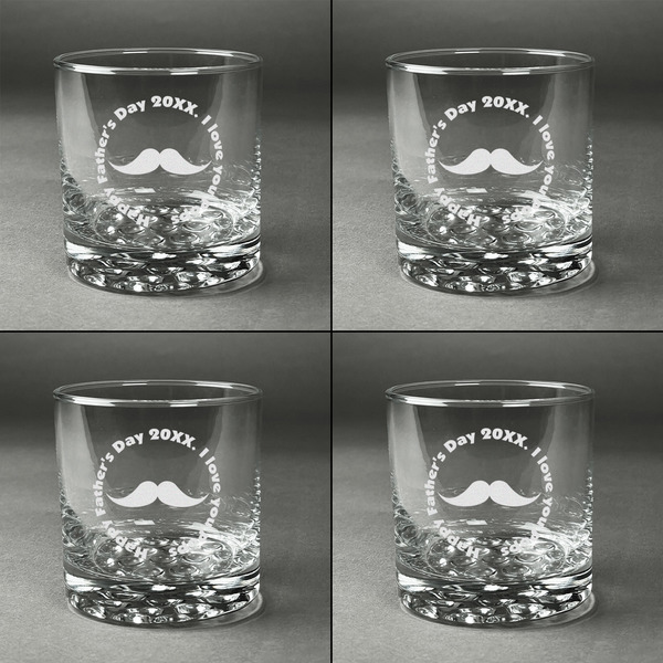 Hipster Dad Whiskey Glasses - Set of 4 all Engraved