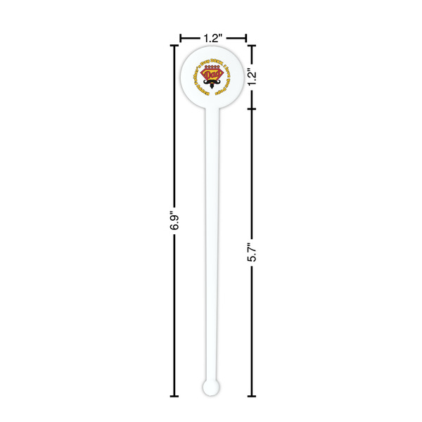 Hipster Dad White Plastic 7" Stir Stick - Round - Dimensions
