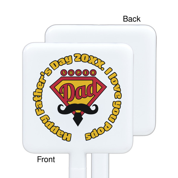 Hipster Dad White Plastic Stir Stick - Single Sided - Square - Approval