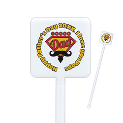 Hipster Dad Square Plastic Stir Sticks - Single Sided (Personalized)