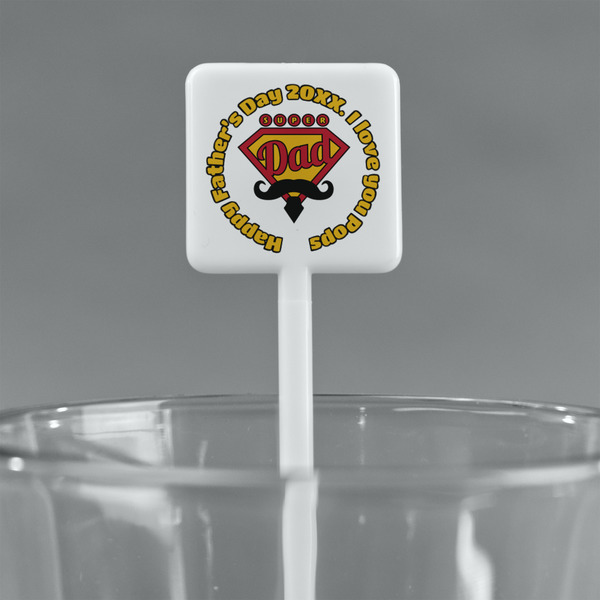 Hipster Dad White Plastic Stir Stick - Square - Main