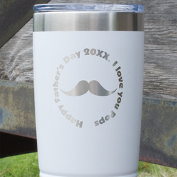 Hipster Dad 20 oz Stainless Steel Tumbler - White - Single Sided (Personalized)