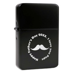 Hipster Dad Windproof Lighter - Black - Double Sided & Lid Engraved (Personalized)