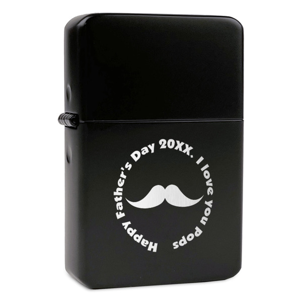 Custom Hipster Dad Windproof Lighter - Black - Double Sided (Personalized)