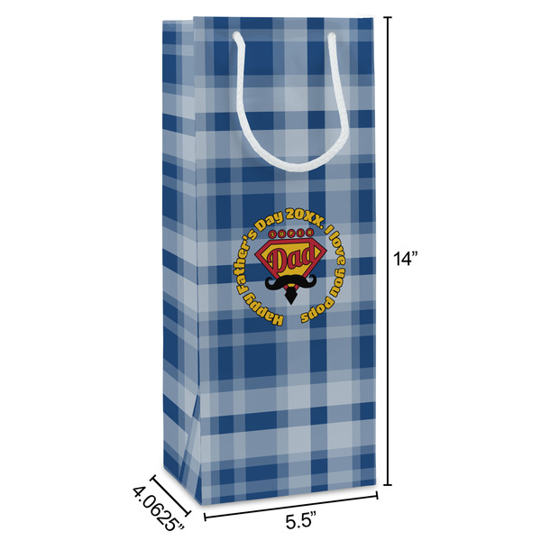 Hipster Dad Wine Gift Bag - Dimensions