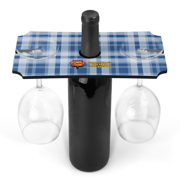 Custom Hipster Dad Wine Bottle & Glass Holder (Personalized)
