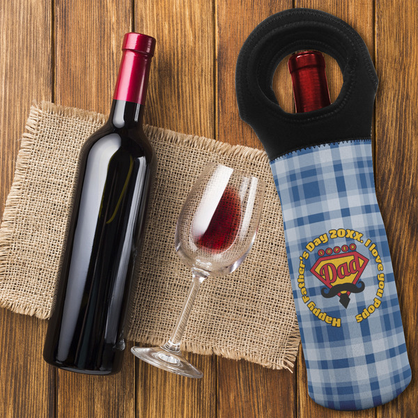 Hipster Dad Wine Tote Bag - FLATLAY