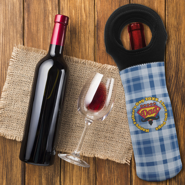 Hipster Dad Wine Tote Bag - FLATLAY