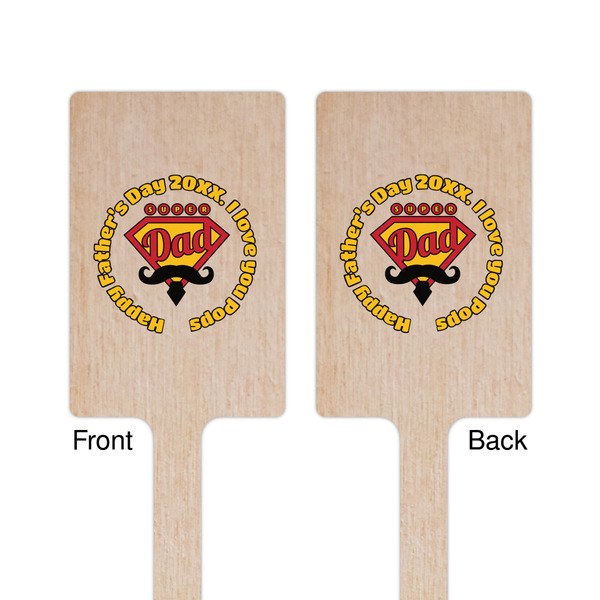 Hipster Dad Wooden 6.25" Stir Stick - Rectangular - Double Sided - Front & Back